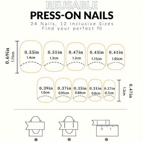 Short Square Press On Nails, French Tip Fake Nails, Full Cover False Nails - Picture 4 of 5